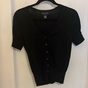 Cropped Short-Sleeve Black Banana Republic Cardigan (Women’s Petite Small)